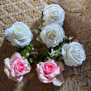 White and Pink Artificial Roses
